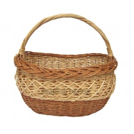 Oval wicker shopping basket - brown and white 