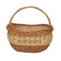 Oval wicker shopping basket - brown and white 