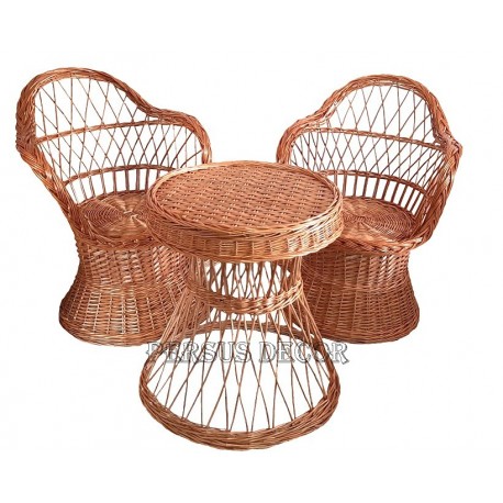 Wicker Furniture Set - 2 chairs and a round table