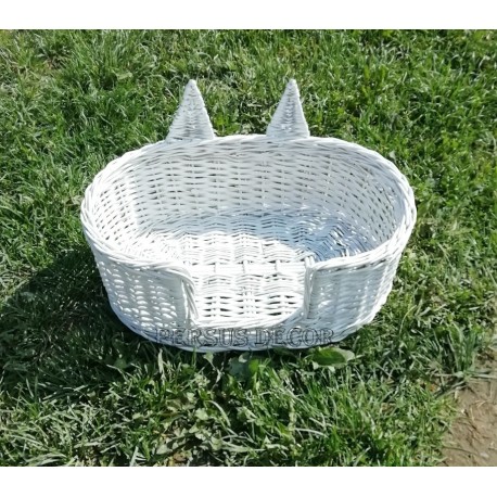 Cos pentru pisica din rachita alb